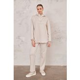 Aker Ekru Beli Lastikli Örme Pantolon