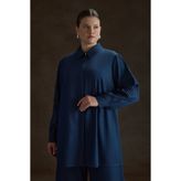 Aker İndigo Denim Görünümlü Viscon Tunik