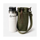 aklow akyoleticaret Bushcraft El Yapımı Kanvas Termos Kılıfı – Su Geçirmez Mumlu Kumaş, Büzgülü Kapama, 600 Ml; 2l Uyumluluk, Deri Detaylı Outdoor Taşıma Çantası (600 Ml) - Çok Renkli - Standart