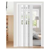 Akordeon Kapı, Oda Bölücü Kapıları, PVC Katlanır İç Sürgülü Kapı Banyo, Dolap, Mutfak, Kiler, Koridor için Kulplu - Beyaz, 68x80in (176x203cm)