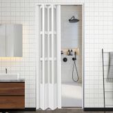 Akordeon Kapı, PVC Kapalı Akordeon Kapı - Banyo ve Dolap için Özel Boyut Geri Çekilebilir Katlanır Kapı, Su Geçirmez Çok Katlı İç Bölme (61x203cm/24x80in)