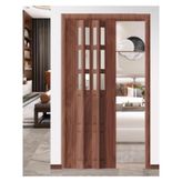 Akordeon Kapı, PVC Katlanır İç Sürgülü Kapı - Ev için Oda Bölücü, Kahverengi, 72x80 inç (186x203cm) - Banyo, Dolap, Kiler ve Koridor için İdeal Kulplu
