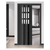 Akordeon Kapı, PVC Katlanır Sürgülü Kapı Oda Bölücü - İç Dolap ve Banyo Kapısı Saplı - Siyah, 30x80in (76x203cm) - Kiler ve Koridor için Mükemmel