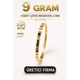 Aks Gold 22 Ayar TSE Belgeli (9 GRAM) Kibrit Çöpü Merdiven 3 mm Ajda Altın İşçiliksiz Bilezik Gold