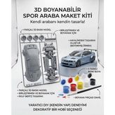Aktif Ambalaj 3D Boyanabilir Spor Araba Maket Kiti | Kendin Yap Dıy Hobi Seti | Montaj ve Boyama Seti | Hediye - Gri
