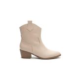 Akver Premium Bej Western Tarz Topuklu Bot