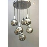 Akyzlighting 7'Li Glop Cam Sarkıt Krom Avize
