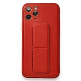 Alan Şanslı iPhone 11 Pro Kırmızı Coco Deri Standlı Kapak Kılıf