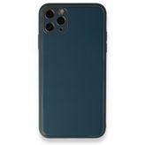 Alan Şanslı iPhone 11 Pro Mavi Coco Deri Silikon Kapak Kılıf