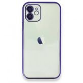 Alan Şanslı iPhone 12 Mor Razer Lensli Silikon Kılıf