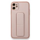 Alan Şanslı iPhone 12 Pembe Coco Deri Standlı Kapak