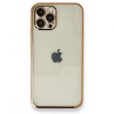 Alan Şanslı iPhone 12 Pro Gold Razer Lensli Silikon Kapak