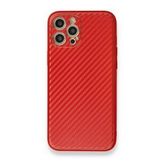 Alan Şanslı iPhone 12 Pro Max Coco Karbon Silikon Kırmızı Kılıf