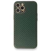 Alan Şanslı iPhone 12 Pro Max Coco Karbon Silikon Yeşil Kılıf