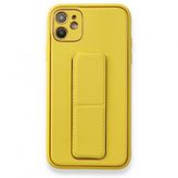 Alan Şanslı iPhone 12 Sarı Coco Deri Standlı Kapak