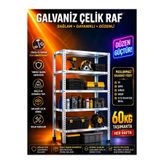 ALANRAF Çelik Raf 5 Katlı 27x57x150 Dekoratif Raf Sistemleri, Depo rafı, Arşiv rafı, Kiler rafı, Mutfak rafı