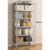 Alanraf Çelik Raf 5 Katlı 43X93X200 Dekoratif Raf Sistemleri, Depo Rafı, Arşiv Rafı, Kiler Rafı, Mutfak Rafı - Galvaniz