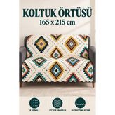 Alanur Home Çok Amaçlı Kadife Koltuk Örtüsü Kaymaz Süngerli 165X215 cm Modern Bohem Çekyat Şalı Piknik Masa Örtüsü ALK11 - Krem