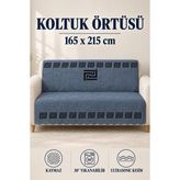 Alanur Home Çok Amaçlı Kadife Koltuk Örtüsü Kaymaz Süngerli 165X215 cm Modern Bohem Çekyat Şalı Piknik Masa Örtüsü Alk2 - Lacivert