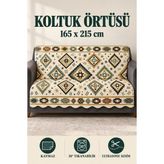 Alanur Home Çok Amaçlı Kadife Koltuk Örtüsü Kaymaz Süngerli 165X215 cm Modern Bohem Çekyat Şalı Piknik Masa Örtüsü Alk5 - Krem
