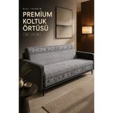 Alanur Home Çok Amaçlı Modern Bohem Kadife Koltuk Örtüsü,çekyat Örtüsü Piknik Örtüsü Masa Örtüsü Kaymaz Süngerli - 165 x 215 cm - Koyu Gri