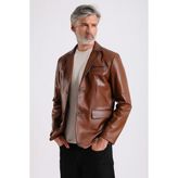 Alba Erkek Taba Deri Blazer Ceket - 2XL