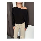 alenmoda Kayık Yaka Modal Kumaş Bluz