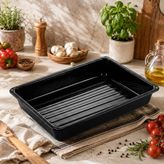 Alev Emaye Emaye Fırın Tepsisi 37 x 26 x 5 cm – Siyah, Çizilmez, Kolay Temizlenen, Yüksek Isıya Dayanıklı