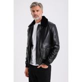 Alexandr Erkek Siyah Pilot Deri Mont - 5XL