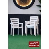 Alezy Napoli Plastik İstiflenebilir Bahçe Balkon Koltuk Sandalye 4 Adet Beyaz