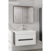 Alfa Banyo Alpi 80 cm Seramik Lavabolu MDF Banyo Dolabı Seti Hazır Kurulu Antrasit