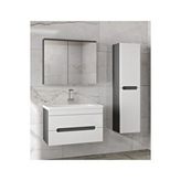 Alfa Banyo Alpi 80+35 cm Boy Dolaplı Seramik Lavabolu MDF Banyo Dolabı Seti Gri Beyaz