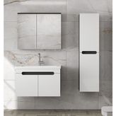 Alfa Banyo Ardı 80 +35 cm Antrasit Beyaz Boy Dolaplı Banyo Dolabı Takımı Hazır Kurulu