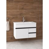 Alfa Banyo Esen 80 cm Lavabolu Mdf Banyo Alt Dolabı Beyaz-Siyah Hazır Kurulu