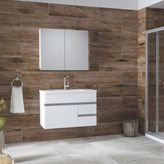 Alfa Banyo Esen Beyaz 80 Cm Ayna Dolaplı Seramik Lavabolu Mdf Banyo Dolabı Seti**hazır Kurulu**