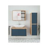 Alfa Banyo Esla 80+35 Cm Boy Dolaplı -Mdf-Lavabolu Banyo Dolabı Takımı- Hazır Kurulu