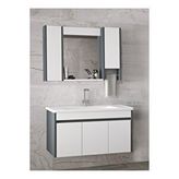Alfa Banyo Estella 100 Cm Mdf Aynalı Seramik Lavabolu Banyo Dolabı Takımı Antrasit