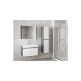 Alfa Banyo Estella 65+35 Cm Seramik Lavabolu Banyo Dolabı Takımı Antrasit Beyaz Hazır Kurulu