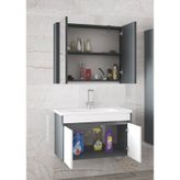 Alfa Banyo Estella 80 Cm Seramik Lavabolu Mdf Banyo Dolabı Antrasit Beyaz Hazır Kurulu