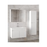 Alfa Banyo Estella 80+35 Cm Aynalı Boy Dolaplı Seramik Lavabolu Mdf Banyo Dolabı Takımı Beyaz Hazır Kurulu