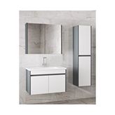 Alfa Banyo Estella-ea 65 Cm + 35 Cm Mdf-ayna Dolaplı, Seramik Lavabolu Banyo Dolabı Takımı Antrasit
