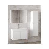 Alfa Banyo Estella-Ea Beyaz 80+35 Cm Mdf-Aynalı Boy Dolaplı-Lavabolu Banyo Dolabı -- Hazır Kurulu