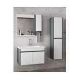 Alfa Banyo Estella Oa (80 35) 115 Cm Aynalı Boy Dolaplı Seramik Lavabolu Mdf Banyo Dolabı Setİ Hazır Kurulu