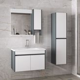 Alfa Banyo Estella-OA 80 ve 35 cm Mdf Aynalı Boy Dolaplı Lavabolu Banyo Dolabı Takımı Demonte Değil