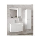Alfa Banyo Estella-Oa Beyaz 80+35 cm Mdf-Aynalı Boy Dolaplı-Lavabolu Banyo Dolabı -(Demonte Değil)