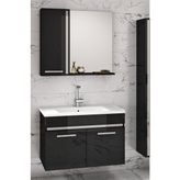 Alfa Banyo Gold Siyah Gri 65 cm Mdf Lavabolu Banyo Dolabı Hazır Kurulu