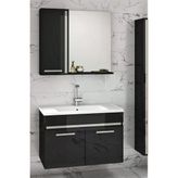 Alfa Banyo Gold Siyah Gri 65 Cm Mdf-Lavabolu Banyo Dolabı Seti