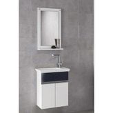 Alfa Banyo Miniço 45 X 28 Cm Seramik Lavabolu Mdf Banyo Dolabı Beyaz Siyah Hazır Kurulu