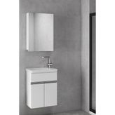 Alfa Banyo Miniço B Ebeveyn 45 Cm X 28 Cm Ayna Dolaplı Lavabolu Mdf Banyo Dolabı Hazır Kurulu