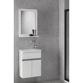 Alfa Banyo Miniço-Beyaz Ebeveyn 45 cm x 28 cm Aynalı Lüx Lavabolu Banyo Dolabı- 1. Sınıf Mdf-Beyaz - 8699762777751